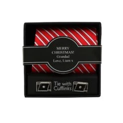 Tie & Cufflinks With Personalised Gift Box