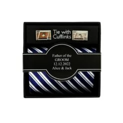 Tie & Cufflinks With Personalised Gift Box - Wedding Male